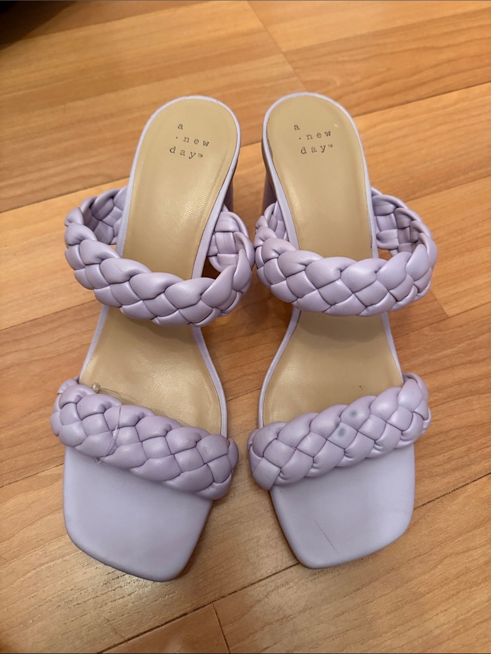 a new day Lilac Braided Double Strap Block Heel Sandals